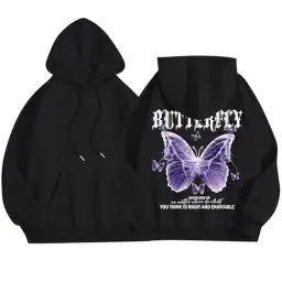 Produktbild: ZRYAZQ Pullover Y2K Damen Schmetterling Aufdruck Hoodie Damen Oversize Backprint Kapuzenpullover mit Sprüchen Gefüttert Warm Pullover Damen mit Kapuze Und Tasche Hoodies Winter Dicke Streetware