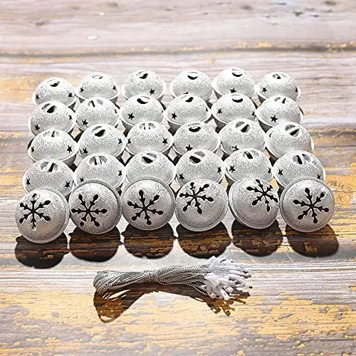 Produktbild: Zsail Weihnachtsglocken 32 Stücke Jingle Glocken mit Schneeflocke Ausschnitt 40mm Weihnachtshandwerk Glocken für Weihnachtsbäume und Wohndekorationen(silbrig)