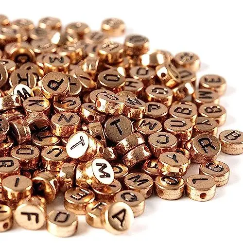 Produktbild: Zsail Buchstabe Perlen 1200pcs Acryl Alphabet Buchstabe Perlen A-Z Buchstabe für Schmuck Herstellung (bg Roségold)