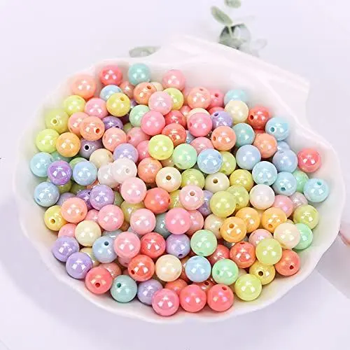 Produktbild: Zsail Bunte Perlen zum Auffädeln ca 1500pcs Acryl Runde Verschiedene Süßigkeiten Farbe Mix Kunststoff Pastell Perlen für Armbänder, Schmuckherstellung, Halsketten, Basteln (6mm)