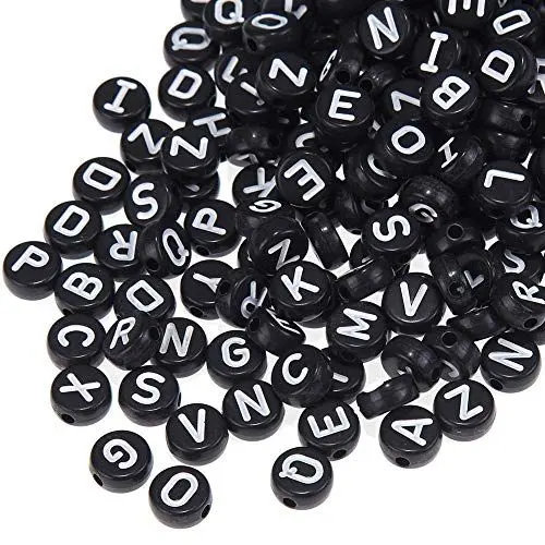 Produktbild: Zsail Buchstabe Perlen 1200pcs Acryl Alphabet Buchstabe Perlen A-Z Buchstabe für Schmuck Herstellung (schwarz)