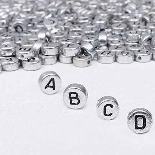 Produktbild: Zsail Buchstabe Perlen 1200 Alphabet A-Z Perlen Silber Acryl Runde Buchstabe Perlen für Schmuck Herstellung Armbänder Halsketten