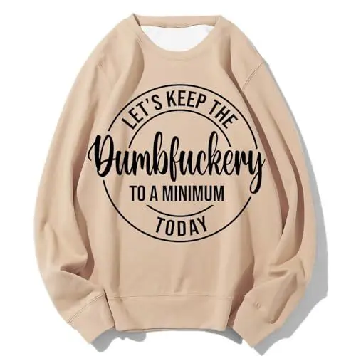 Produktbild: ZTFYKLIN Cyber of Monday Einfarbige T-Shirts Damen Oberteil Damen Bordeaux Sweatshirt Gemustert Damen Sweatjacke Damen Apricot Winterkleidung Damen Cyber of Monday Deals 2024