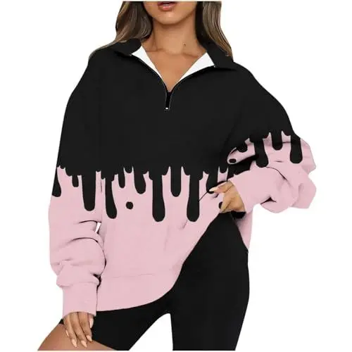 Produktbild: ZTFYKLIN Fitness Shirt Damen Langarm Sweatshirt Print Damen Strickjacke Damen Mit Anker Sweatjacke Warm Gefuettert Damen T Shirt Damen Mit Sprüche Festival Outfit Women