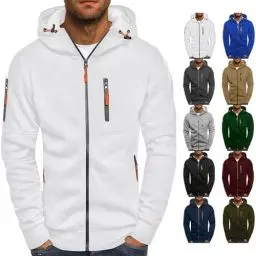 Produktbild: ZTFYKLIN Hoodie Herren Einfarbig Baumwolle mit Reißverschluss Pullover Hoodie Oversize Oversize Halloween Sweatshirt Ohne Kapuze Zip Up Sweatshirts Für Hoodies Männer Oversized Hoody Mit Schwarz Y2K