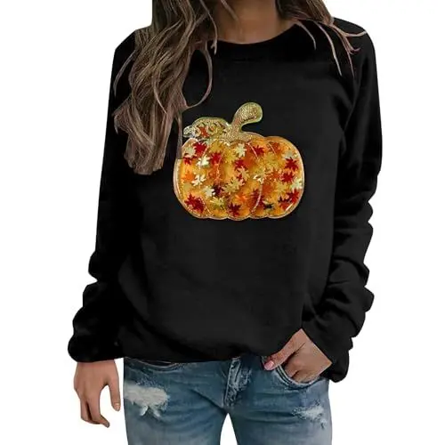 Produktbild: ZTFYKLIN Marketplace Uk Clearance Pullover Damen Winter Weiß Yoga Shirt Damen Langarm Oberteile Damen Schwarz Damen Sweatjacke Gefuettert Damen Pullover Sexy Winter Prime Early Access Sale