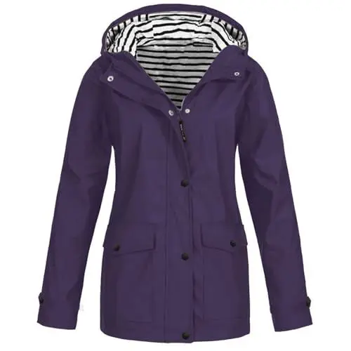 Produktbild: Regenjacke Damen Wasserdicht Atmungsaktiv Regenparka Softshelljacke Leichte Sommerjacken Einfarbig Trenchcoat Wandern Große Größe Funktionsjacke Wasserdicht Übergangsjacke Windjacke Outdoorjacke