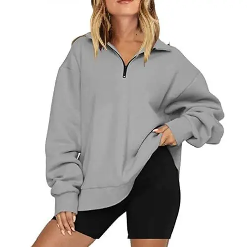 Produktbild: ZTFYKLIN Todays Offers Special Deals Casual Spring Outfit Damen Langarmshirt Damen Sportlich Thermo Langarmshirt Damen Pullover Damen Weiss Oversize Oberteile Asymmetrisch Festival Tops for Women