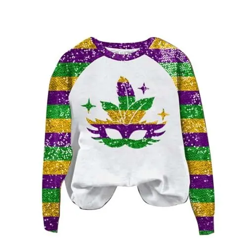 Produktbild: ZTFYKLIN Under 5 Pounds Clearance Baendchengarn Pullover Damen Damen Glitzer Pullover Batik Sweatshirt Damen Rainbow Oberteil Damen Baumwoll Kleidung Damen Weisse Rueschenbluse