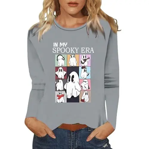 Produktbild: ZTFYKLIN Weihnachtsdeko Sale Gym Tshirt Damen Damen Winterjacke Größe 50 Oversized Tshirt Damen Baumwolle Langarmshirt Streifen Graue Sweatshirt Damen Festival Clothes for Women