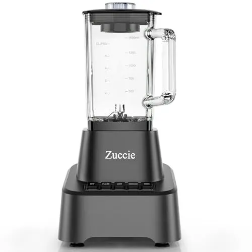 Produktbild: Zuccie Standmixer Hochleistungsmixer 1200W Mixer Smoothie Maker 1.6L Standmixer Glas, 3 Geschwindigkeitsstufen + Impulsfunktion, 6 Messer aus Edelstah mit Ersatzmesserset und Bürste