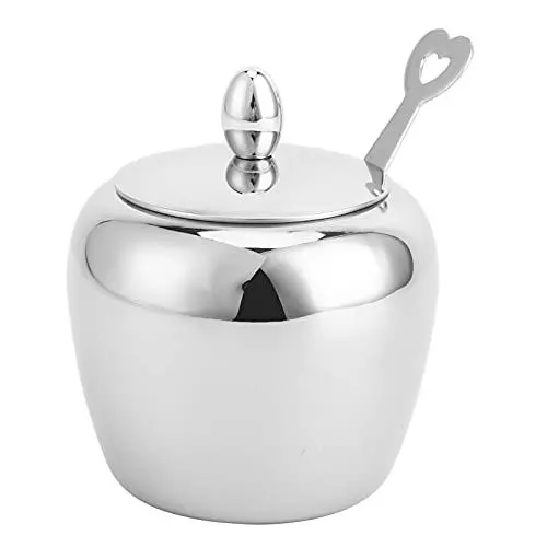 Produktbild: Zuckerdose aus 304 Edelstahl, Zuckerdose mit Deckel und Löffel, Einfache Suagr-Schale, Polierter Zuckerbehälter, Multifunktionaler Zuckerhalter für Küche, Bar, Restaurant, Perfekt für Zucker, Pfeffer,