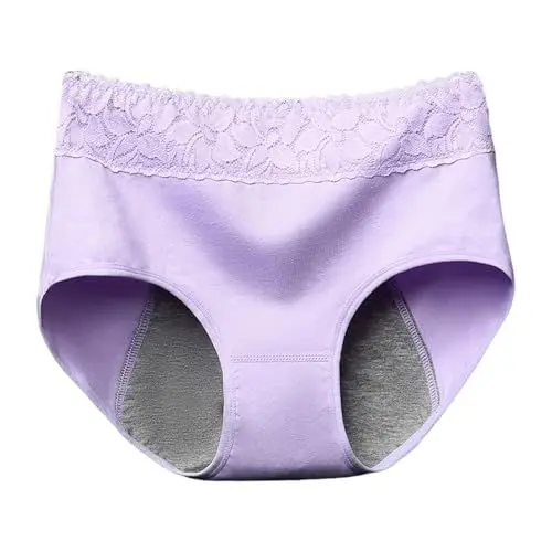 Produktbild: Zuckerperlen Unterwäsche Damen, lagig, auslaufsicher, Menstruationshöschen, Menstruations-Bi-Höschen, Schwarze Menstruationshöschen, leichte Blutung, für Mädchen und Damen (Light Purple, M)