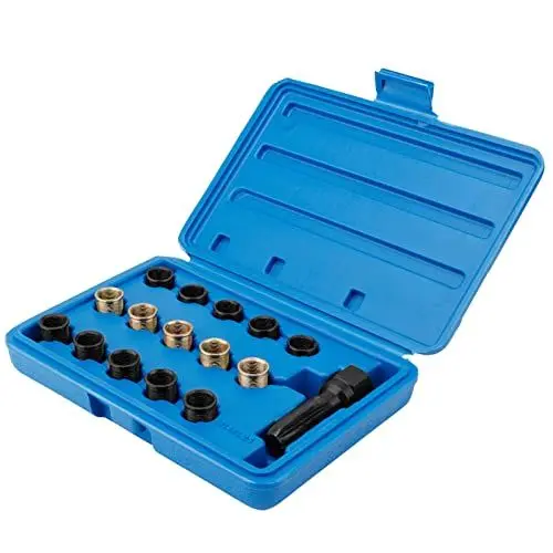 Produktbild: Zündkerzengewinde Reparatur Set,Helicoil Kit M14X1.25, Zündkerze Gewinde Reparatursatz Autowartungswerkzeuge,16-Teilig Zündkerzenhäfen Tap Faden Reparaturwerkzeuge Retheading Kit