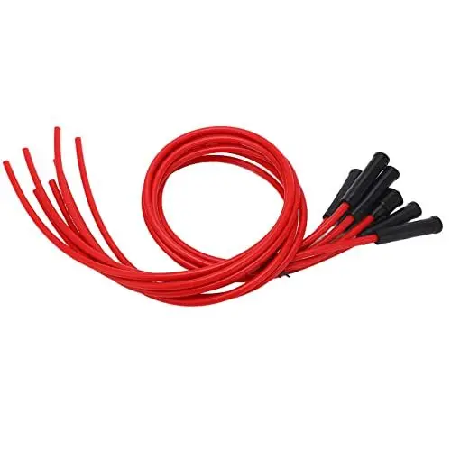 Produktbild: ZüNdkerzen-ZüNdkabel-Set, Rotes VerschleißFestes Metall-Silikon-ZüNdkabel-Kit FüR Autos