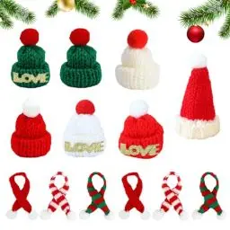 Produktbild: Zueyen 13 Stück Mini Weihnachtsmützen Und Schals, Filz Basteln Weihnachts, Mini Weihnachtsmannmütze Und Schal Weinflaschenhüllen, Christbaumschmuck Tischdekoration
