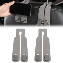 Produktbild: Zueyen 2PCS Autositz Rücken Doppelhaken, Leder Autositz Kopfstütze Haken, Multifunktionaler Haken für Autositz Rücken, Auto Kopfstütze Haken für Geldbörsen und Taschen (Grey)