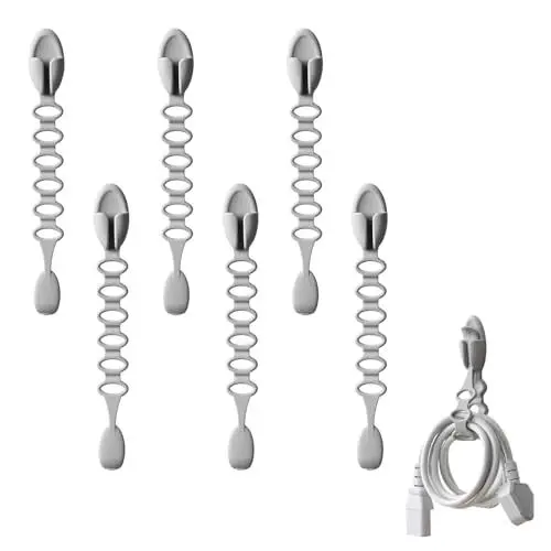Produktbild: Zueyen 6 Stück Kabelorganizer, Multifunktionaler Verlängerungskabelhalter, Kabelbinder Wiederverwendbar für Haus, Küche, Zuhause (Grau)