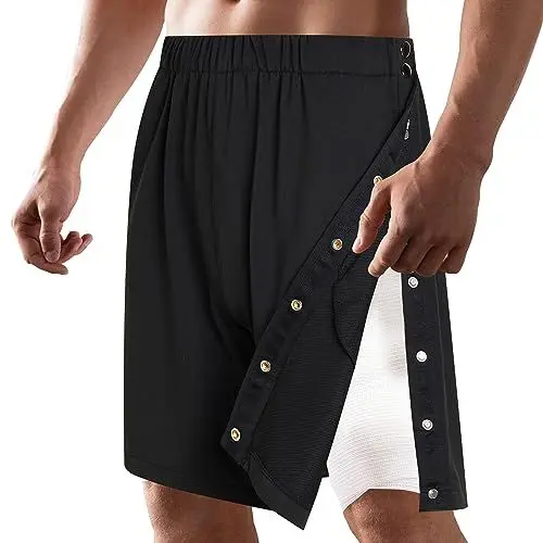 Produktbild: Zufuny Abreißbare Shorts, Reha Hose Damen Herren Seitlich Zu öffnen, Kurze Jogginghose Knopfleiste, Trainingshose Knöpfe Kurz, Knopfshorts