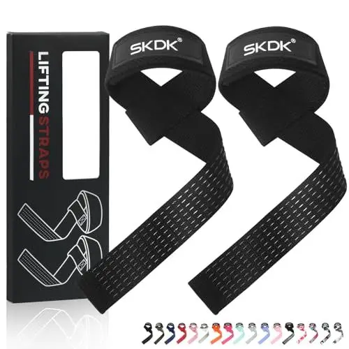 Produktbild: Zughilfen Krafttraining Lifting Straps Gym Deadlift, KreuzhebebÄnder Mit Neopren Gepolstertes Handgelenk, Rutschfestes Silikon, für Gewichtheben, Bodybuilding
