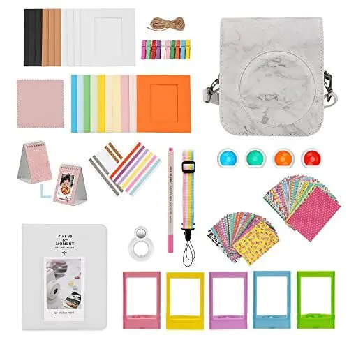 Produktbild: ZUIKAKU 15 in 1 Mini 12 Zubehör Kompatibel mit Fujifilm Instax Mini 12 Sofortbildkamera (Marmorstreifen)