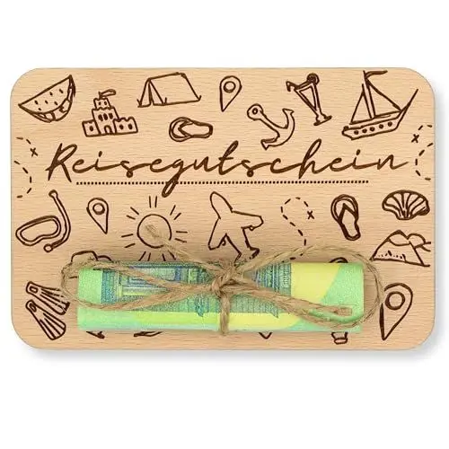 Produktbild: ZUKLA kleine Verpackung für Geldgeschenk Reise 12 x 8 cm - Geschenke für Reisende - Handmade - Reisegutschein Geschenk Verpackung
