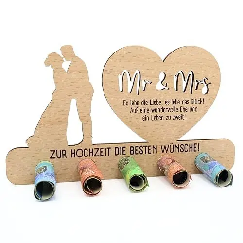 Produktbild: ZUKLA® kleine Verpackung für Geldgeschenke zur Hochzeit - Geldgeschenk Verpackung Holz - Handmade - Geschenkgutschein