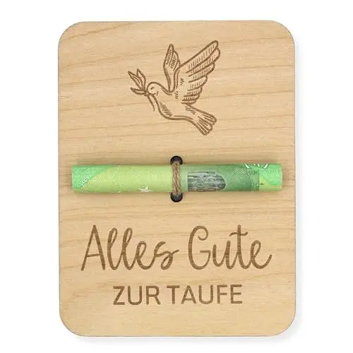 Produktbild: ZUKLA kleine Verpackung für Geldgeschenke zur Taufe 12 x 9 cm - Geldgeschenk Verpackung Holz - Handmade - Geschenkgutschein