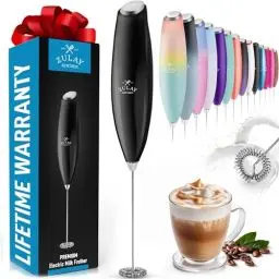 Produktbild: Zulay Kitchen Milchaufschäumer Zauberstab, Getränkemixer, langlebiger Hand-Milchaufschäumer, elektrischer Schneebesen, leicht zu reinigender Milchaufschäumer und Mini-Mixer, elektrischer