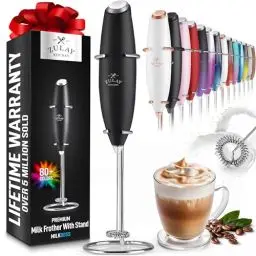 Produktbild: Zulay Leistungsstarker Milchaufschäumer Stab – Handbetriebener Elektrischer Milchschäumer – Quirler und Mixer für Kaffee - Dauerhaft Milchaufschäumer Elektrisch Stab von Milk Boss (Schwarz)
