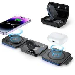 Produktbild: ZUMSEY 3 in 1 Faltbare kabellose Reiseladestation, Apple Ladestation Für Apple Watch und iPhone iPods, Wireless Charger für iPhone 16 15 14 13 12 Pro Max Plus/iWatch 10/9/Ultra/8/7/6/SE/5/4/3/AirPods