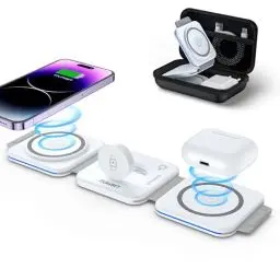 Produktbild: ZUMSEY 3 in 1 Faltbare kabellose Reiseladestation, Apple Ladestation Für Apple Watch und iPhone iPods, Wireless Charger für iPhone 16 15 14 13 12 Pro Max Plus/iWatch 10/9/Ultra/8/7/6/SE/5/4/3/AirPods