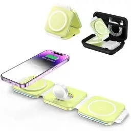 Produktbild: ZUMSEY 3 in 1 Faltbare kabellose Reiseladestation, Apple Ladestation Für Apple Watch und iPhone iPods, Wireless Charger für iPhone 16 15 14 13 12 Pro Max Plus/iWatch 10/9/Ultra/8/7/6/SE/5/4/3/AirPods
