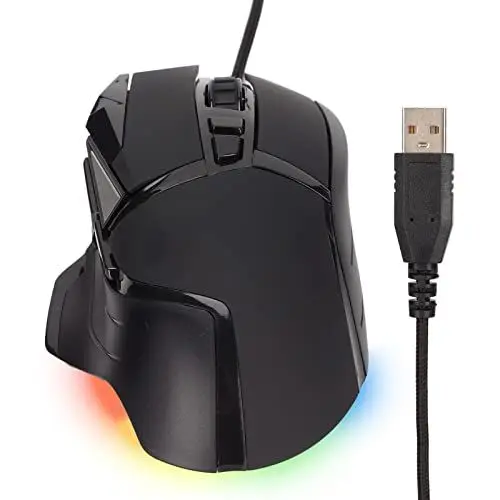 Produktbild: Zunate RGB Gaming Maus, Ergonomische Computermaus mit RGB Hintergrundbeleuchtung, 6 stufig Einstellbare DPI Bis zu 7200, Tragbare Kabelgebundene Mechanische Maus, für das Büro