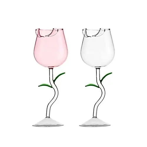 Produktbild: Zunate Roséweingläser, 150 Ml, 230 Ml, Rosenblüten-Weingläser, Gläser, Rotweingläser, Kelch, Champagnerflöten, Edles Rotweinglas, Ideal für Einweihungspartys, Hochzeiten, (8)