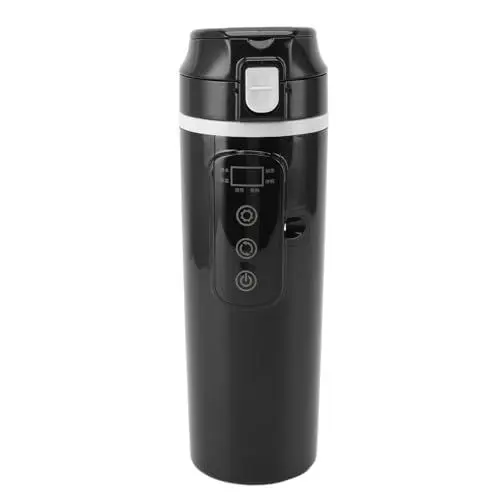 Produktbild: Zunate Tragbarer Auto-Heizbecher, 500 Ml Reise-Wasserkocher für 12 V 24 V PKW-LKW, Edelstahl-Auskleidung, Auto-Kaffee-Tee-Heizbecher mit Deckel, Auslaufsicher