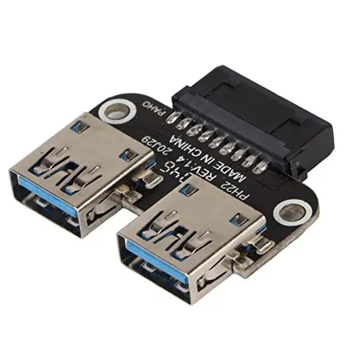 Produktbild: Zunate USB 3.0 Motherboard-Adapter Gerade, USB 3.0 19Pin/20Pin Buchsenleiste auf Dual USB 3.0 A Typ Buchse Splitter für PC Mainboard – 480 Mbit/s