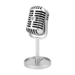 Produktbild: Zunate Vintage Desktop-Mikrofon-Requisiten-Modell mit Ständer, Hochsimulierende Klassische Mikrofon-Requisiten, für Geschenke, Fotografie-Requisiten, Dekorationen, Party-Spielzeug (Silber)