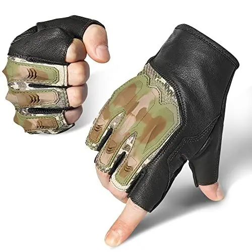Produktbild: Zune Lotoo Taktische Handschuhe, Halbfinger Paintball Handschuhe mit XRD Gepolstertem, Stoßdämpfende Airsoft Handschuhe für Herren Damen mit Hoher Mobilität für Airsoft Motorrad Klettern Freien (XL)
