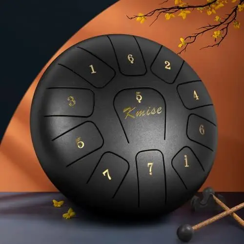 Produktbild: Zungentrommel, Tongue Drum Steel Kmise 10 Zoll 11 Noten - Stahlzungentrommel, Schlaginstrument mit Trommelschlägern Tragetasche Musikbuch
