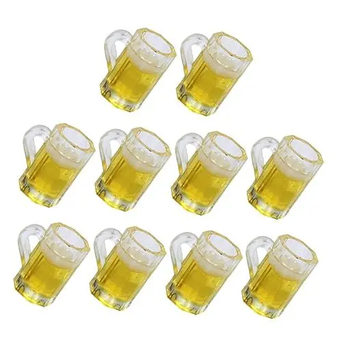 Produktbild: ZUNOXAZ 10 Stück Mini Bierkrüge Dekorationen Realistische Bier Tassen für Puppenhaus und Fotoshootings Accessoires für Kreative Wohnraumgestaltung