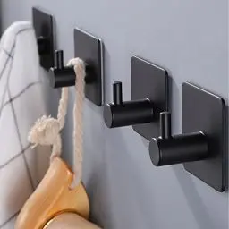 Produktbild: ZUNTO Handtuchhaken Haken Ohne Bohren Klebehaken Edelstahl Wandhaken Selbstklebend Handtuchhalter für Badezimmer, 4 Stück Schwarz