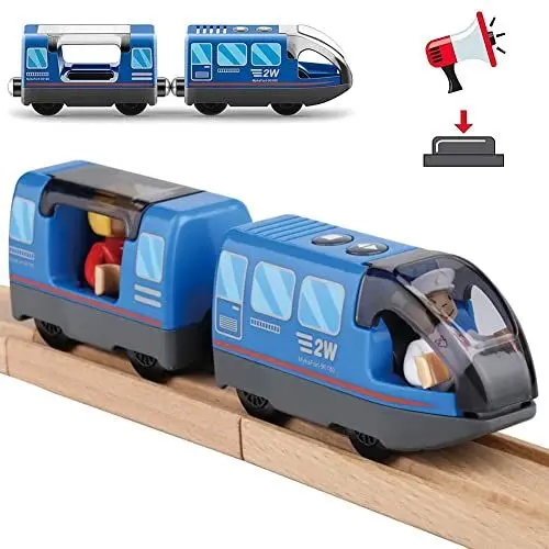 Produktbild: Zuoan Holzeisenbahn Zug Elektrische Hohe Geschwindigkeit Spielzeug Zug Kinder Lokomotive Kompatibel mit Holzschienen Kinder Spielzeuglok - Spielzeugauto für Kleinkinder