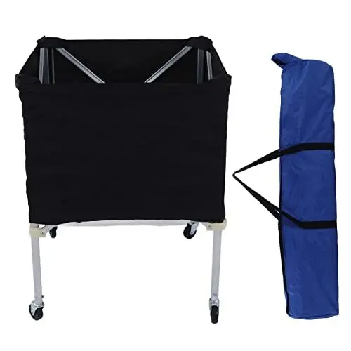 Produktbild: Ozgkee Zusammenklappbarer Ballwagen, Trichterkorb mit Rädern, Tragbarer Hängematten-Ballwagen, Rollender Trainingsgerätekorb, Sportlehrwagen, Ideal Basketball-Fußball-Volleyball