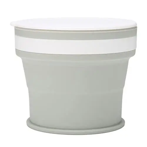 Produktbild: Zusammenklappbarer Reisebecher, Tragbarer Faltbarer Campingbecher aus Silikon mit Deckel, Wiederverwendbarer Erweiterbarer Trinkbecher für Outdoor-Wanderreisen, Auslaufsichere Kaffeetasse, 270 Ml (hel