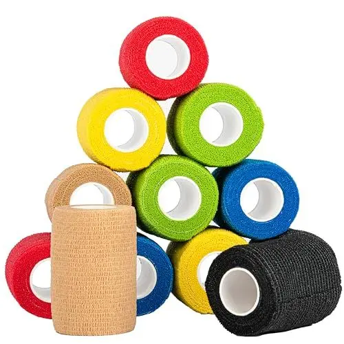 Produktbild: Zusan Selbstklebender Verband 12 Stk., 7.5cmx4,5m- Vliesstoff Selbsthaftende Bandage in 6 verschiedenen Farben - Atmungsaktiv & Wasserdicht - Ideal für Hand- & Knöchelverstauchungen und Schwellungen