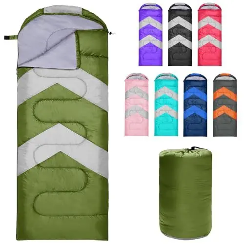 Produktbild: Zusentee Schlafsack 3-4 Jahreszeite für Outdoor Camping Warme Einzelne Erwachsene Wasserdicht Leichter Ultraleicht Schlafsack für Erwachsene Kinder Camping Wandern, Reise, Armeegrün