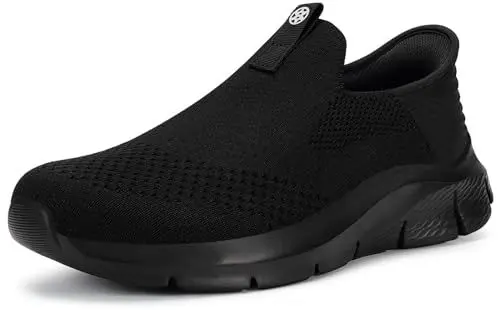 Produktbild: ZUSERIS Turnschuhe Herren Sneaker Sportschuhe Slip Ins Freizeit Casual Lauf Walking Schuhe Bequeme Einlegesohlen Fußgewölbe Schwarz 44