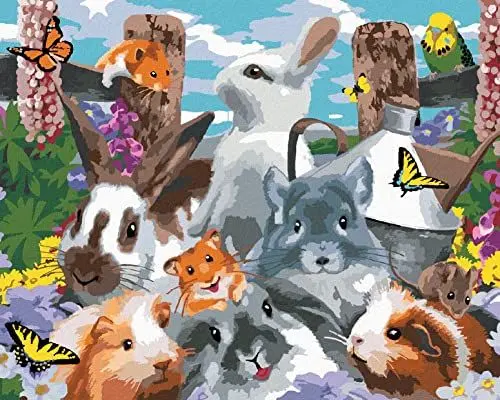 Produktbild: ZUTY - Malen nach Zahlen - NAGETIERE IM GARTEN UND DER WELLENSITTICH (HOWARD ROBINSON), 40x50 cm ohne Keilrahmen