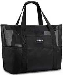 Produktbild: ZUXNZUX Strandtasche XXL Familie, Strandtasche mit Reißverschluss, Groß Faltbar Ultraleicht Badetasche Sandkontrolle, Tasche Schwimmtasche Damen Shopper Herren für Sommer Strand Urlaub